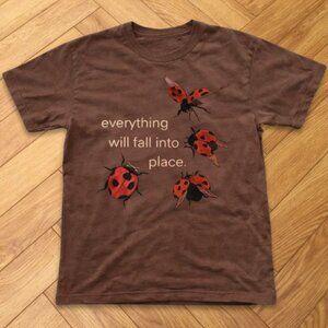 Brown - Red Ladybug Quote "everything will fall into place" Graphic T-Shirt